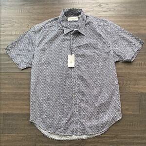 COASTAORO Patterned Button Down Shirt Mens Sz Large Blue Short Sleeve